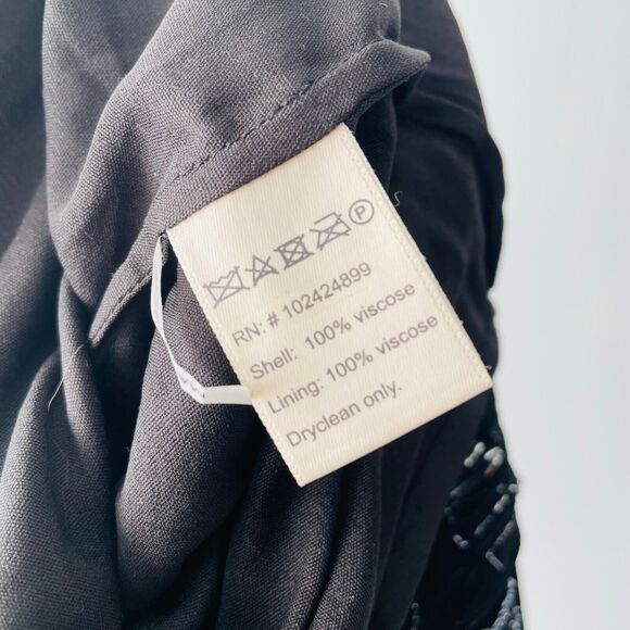 NWT MLV Mayren Lee Viray Beaded Shift Dress Halter Top Open Low Back Black M - Picture 8 of 9